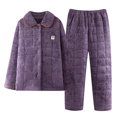 珊瑚绒夹棉睡衣女冬季加厚可外穿