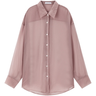 【商场同款】太平鸟25秋季新款欧根纱肌理感长袖衬衫女A1CAF3P11
