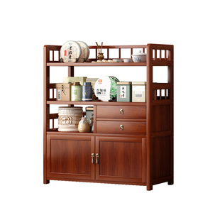 茶室布置茶柜置物架中古风实木小型博古架2025新款茶叶茶具收纳架