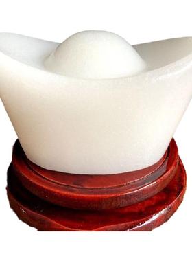 天然汉白玉元宝摆件招财进宝办公室桌面招财风水装饰品玉石元宝