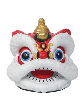 中国风红色狮子头舞狮醒狮小摆件桌面装饰品创意佛山文创生日礼物