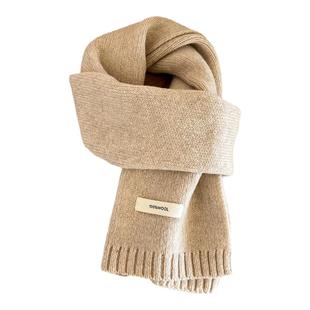 澳洲100%纯绵羊毛围巾女冬季新款韩版百搭加厚保暖针织羊绒围脖男