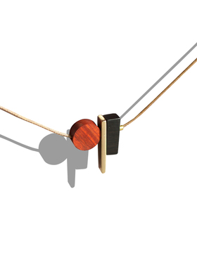 原创意手工黑檀木质女黄铜项链