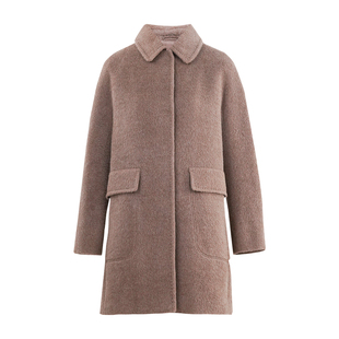 HONRN/红人中长款翻领羊驼毛羊毛呢子大衣外套女秋冬HI55OD925