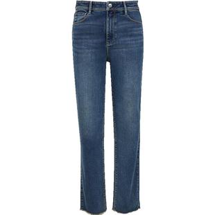 ONLY2025冬季新款脚口毛边高腰弹力显瘦九分烟管直筒小脚牛仔裤女