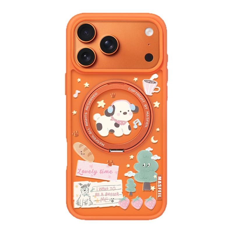 MASFEIL × 狗狗拼贴适用苹果17promax手机壳iPhone17pro新款带支架ip17全包Fo5磁吸支点网红女高级感保护套