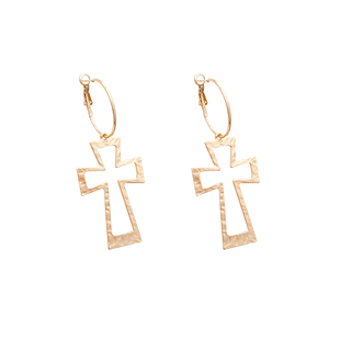 欧美复古镂空金属十字架耳环女y2k甜酷辣妹长款个性耳钉耳圈耳饰