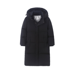 小黄鸭儿童长款羽绒服男女童过膝东北极寒加厚亲子中大童黑金外套