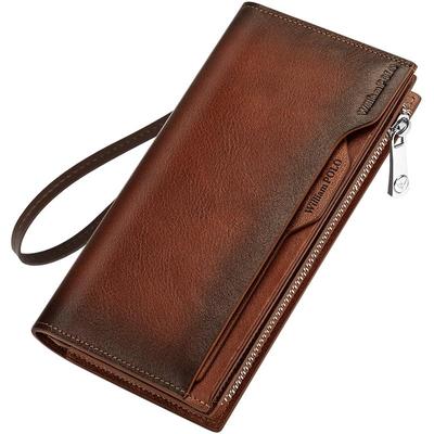 保罗长款多卡位钱包男士复古擦色