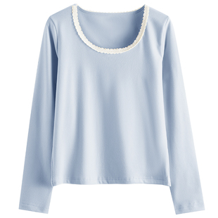 阳离子打底衫女冬季加厚发热棉毛衫外穿百搭显瘦蕾丝内搭保暖上衣