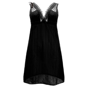 Lofan无袖时尚深V领家居睡衣裙蕾丝花边衬衣裙L3SC5113