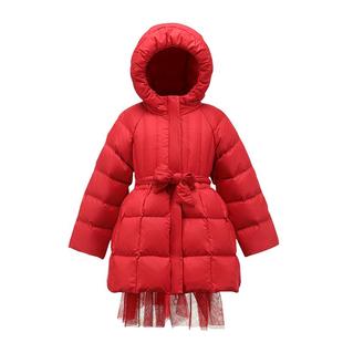 雅鹿儿童白鸭绒纱裙款公主裙加厚羽绒服女童中长款连帽外套