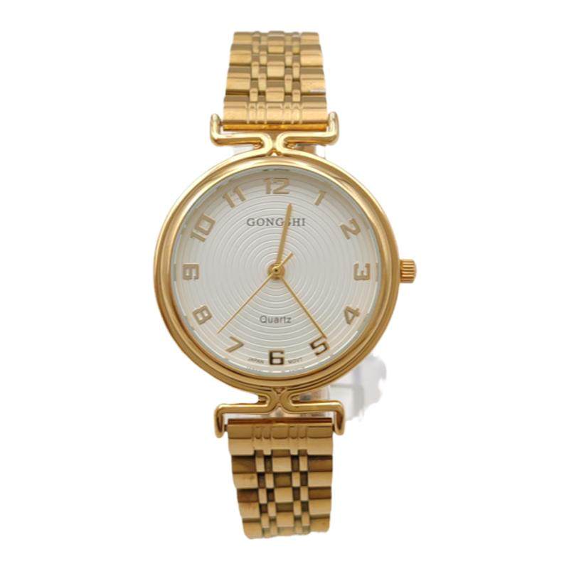 老牌宫狮圆形圈纹复古潮流上班百搭学生考试防水女腕表闺蜜礼物。