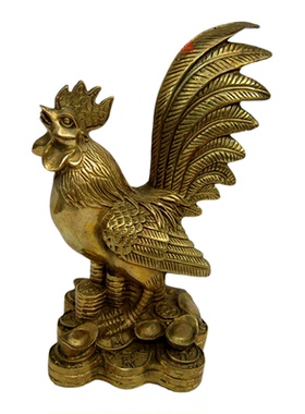 公鸡金鸡纯铜质金鸡报晓元宝招财