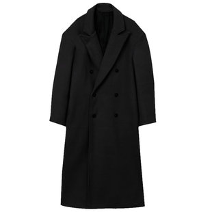 宽松大肩宽毛呢大衣男款长款过膝高级感韩版冬季加厚呢子风衣外套