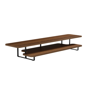 北弧显示器增高架电脑收纳底座桌面实木纹胡桃木色置物架G700