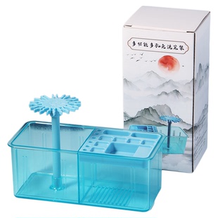 水粉笔油画笔洗笔神器新款多功能十孔免洗笔架毛笔挂架洗笔架润笔器保湿容器书法墨池调色盘多用笔架防干挂笔