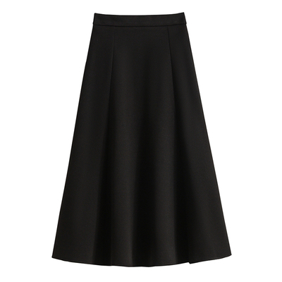 200斤胖mm黑色毛呢半身裙女秋冬大码梨形遮胯显瘦小个子中长伞裙