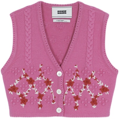 EENK正品授权花卉刺绣短款背心