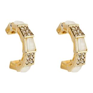 蛇骨微镶锆石时髦百搭通勤气质耳环无耳洞女蚊香盘耳夹2025本命年