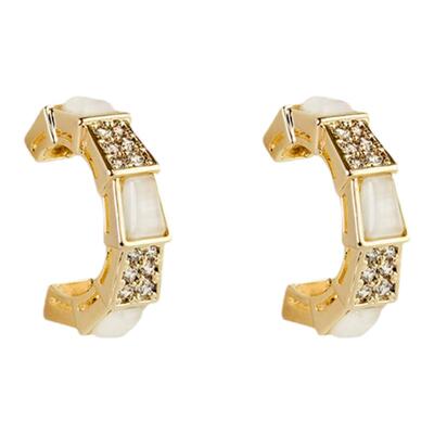 蛇骨气质简约耳环无耳洞耳夹锆石