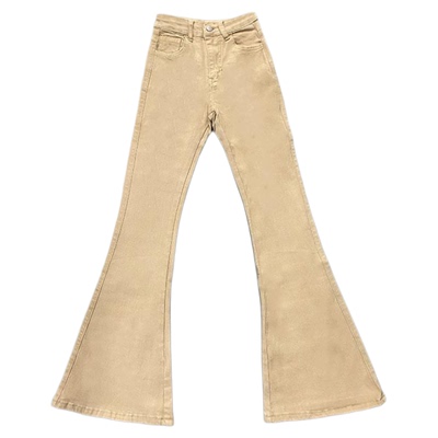 白色高腰微喇牛仔裤女2025夏季