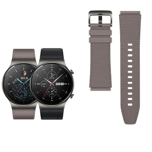 适用于华为watch3GT2pro ECG版Buds gt3 pro保时捷版手表表带星云灰真皮氟橡胶防水运动表带腕带