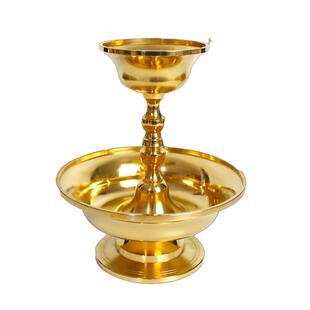 黄铜护法杯供杯圣水杯抛光光面铜盘佛堂家居大中小多款可选