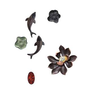 创意立体鱼壁饰墙饰挂件 中式客厅餐厅背景墙面上复古浮雕装饰品