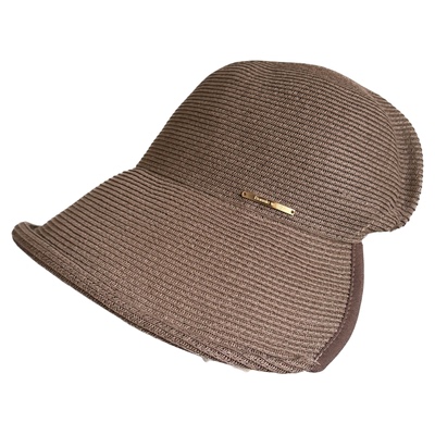 夏季卷边草帽女款遮阳帽可扎马尾