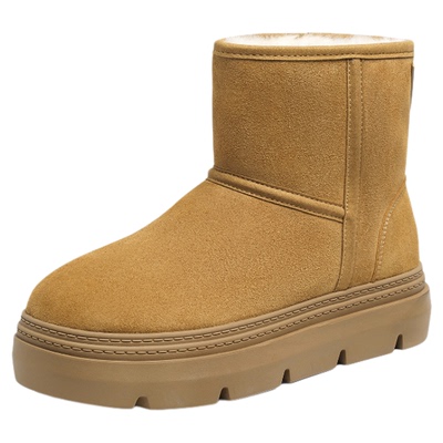 红蜻蜓雪地靴女款冬季女鞋厚底增高加绒保暖棉鞋时尚休闲短筒靴子