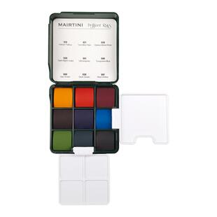 马蒂尼迷你小绿盒便携旅行固体水彩颜料套装随身绘画美术工具套装