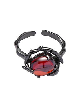 QG原创设计暗黑系潮酷黑色合金百搭精致开口戒食指环尾戒礼物复古