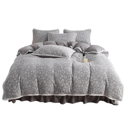 雕花牛奶绒四件套加厚床单床笠款