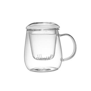 Glasslock盖朗玻璃水杯花茶杯家用茶水分离办公室过滤泡茶带把手