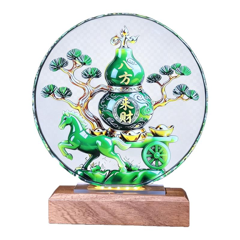 八方来财葫芦马到成功水晶摆件