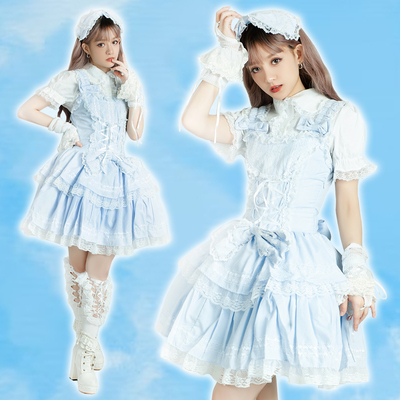 taobao agent Jier Lolo Pagoda Mentai Green Fairy Candy House 3 -piece dress shirt lolita ha047 blue