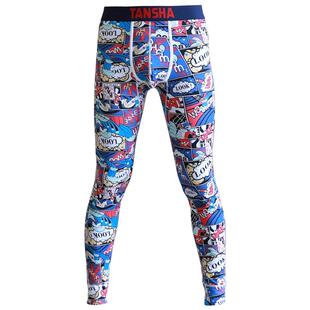 花秋裤男士纯棉全棉薄款内穿春秋潮流紧身打底裤保暖裤修身衬裤冬