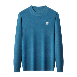 皮尔卡丹高端精纺羊毛衫男士秋冬新款半高领毛衣针织打底纯羊毛衫