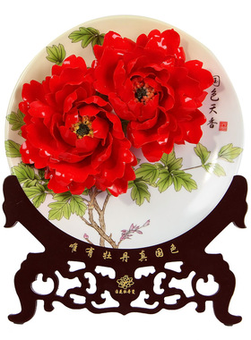 洛阳牡丹瓷摆件陶瓷花孝敬老人