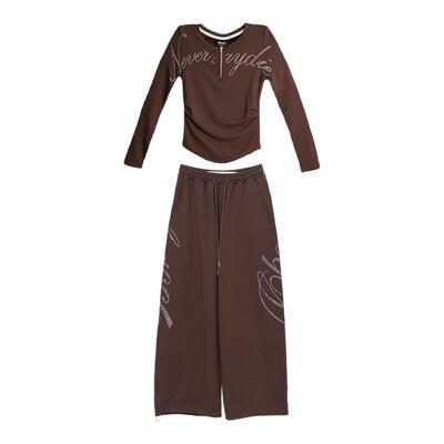 CBXLAB儿童棕色闪钻甜心爵士长裤