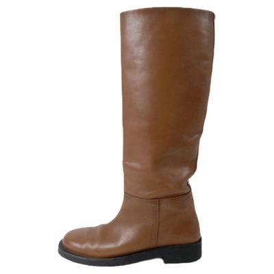 复古宽筒长靴女真皮手工高筒靴