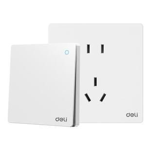 得力开关插座面板哑光大板86型暗装五孔插座16a空调插座D06象牙白