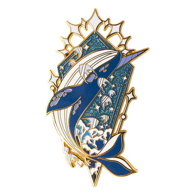 月色星象独角鲸金属珐琅徽章胸针