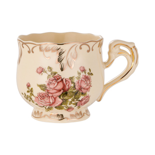 友来福咖啡杯套装陶瓷复古马克杯水杯花茶杯欧式带盖杯子高档精致