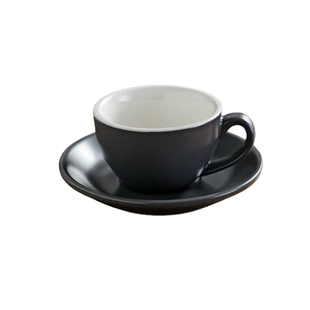 定制220ml欧式哑光磨砂咖啡杯拉花拿铁陶瓷彩色大口精致咖啡杯碟