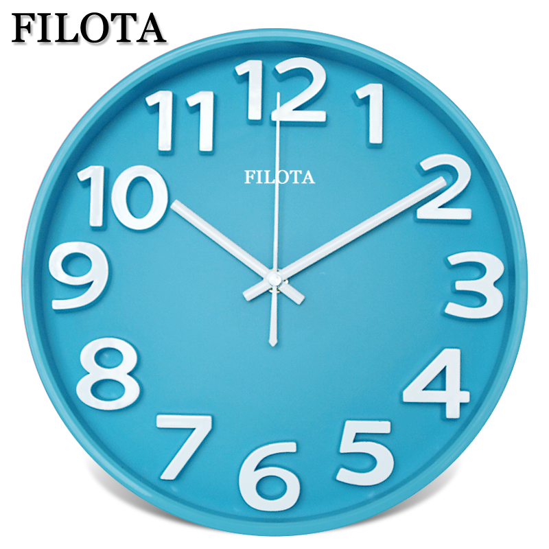 时尚简约静音立体字创意挂钟客厅挂表石英钟时尚现代时钟表圆形