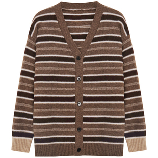 MOORING泊山羊绒高级慵懒感条纹毛衣巨好看的早秋穿搭圆领针织衫