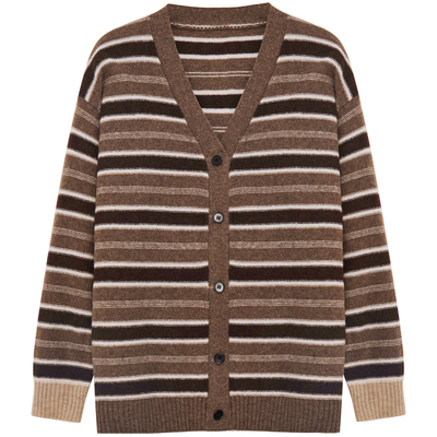 MOORING泊山羊绒高级慵懒感条纹毛衣巨好看的早秋穿搭圆领针织衫