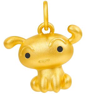 潮宏基蜡笔小新小白黄金吊坠足金挂坠5D硬金珐琅新之助同款礼物